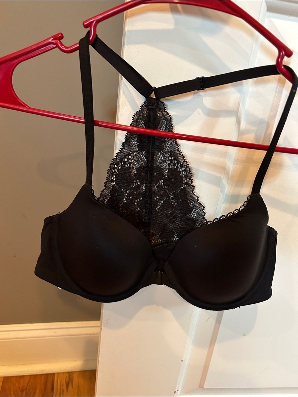 VS Black Lace-Back Push-Up Bra - front closure